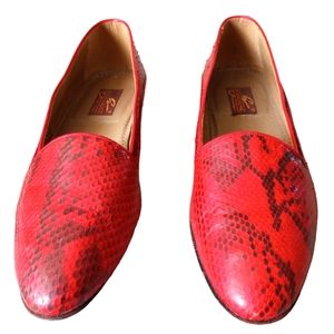 Genuine Snake Skin Giorgio Brutini Women Shoes, Made in Spain. Red/BK, Size 11